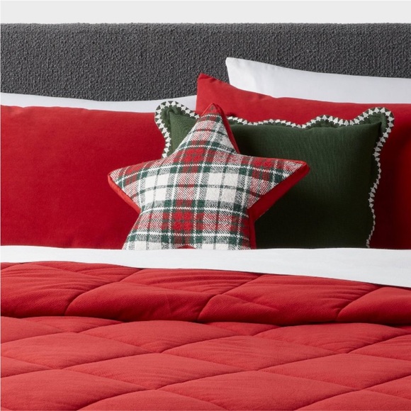 THRESHOLD NWT star shaped plaid holiday decorative pillow - Picture 2 of 8